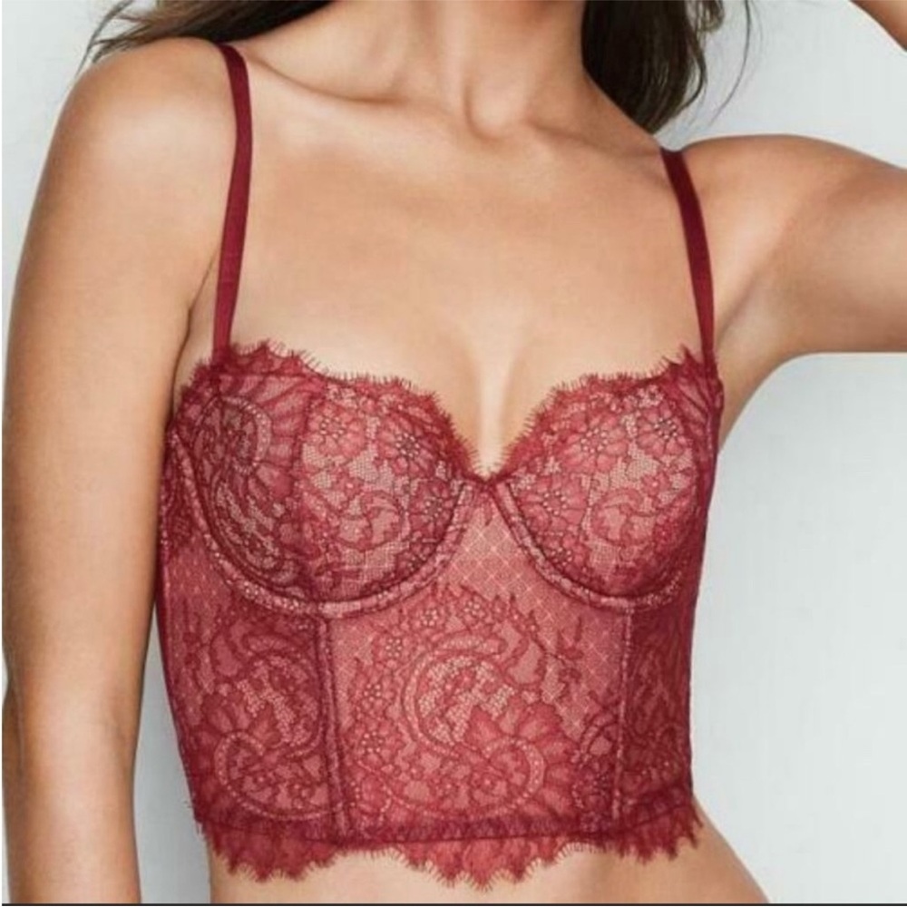 Victoria Secret 
Lace Bustier in Burgundy